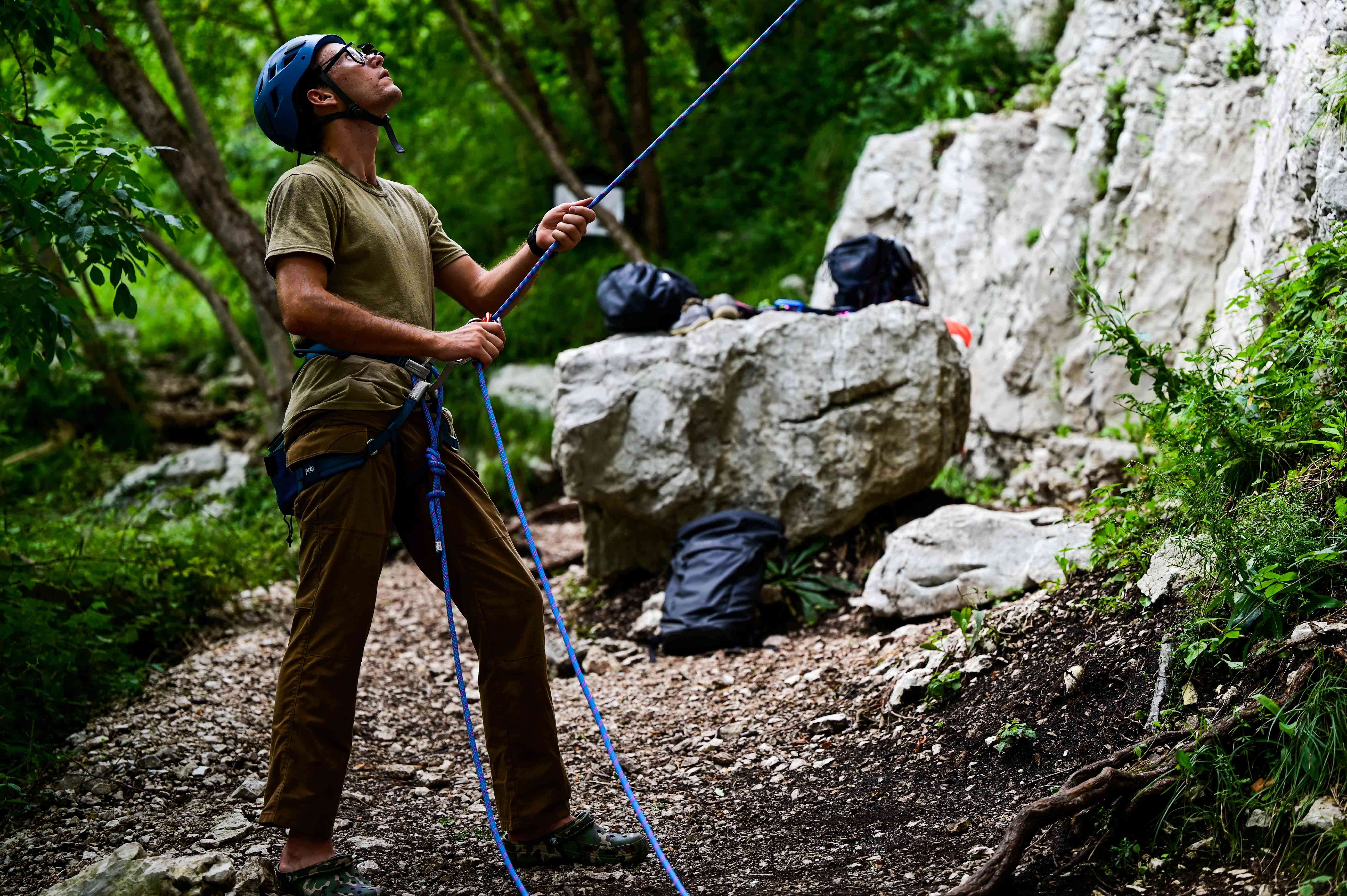 Individual rock climbing